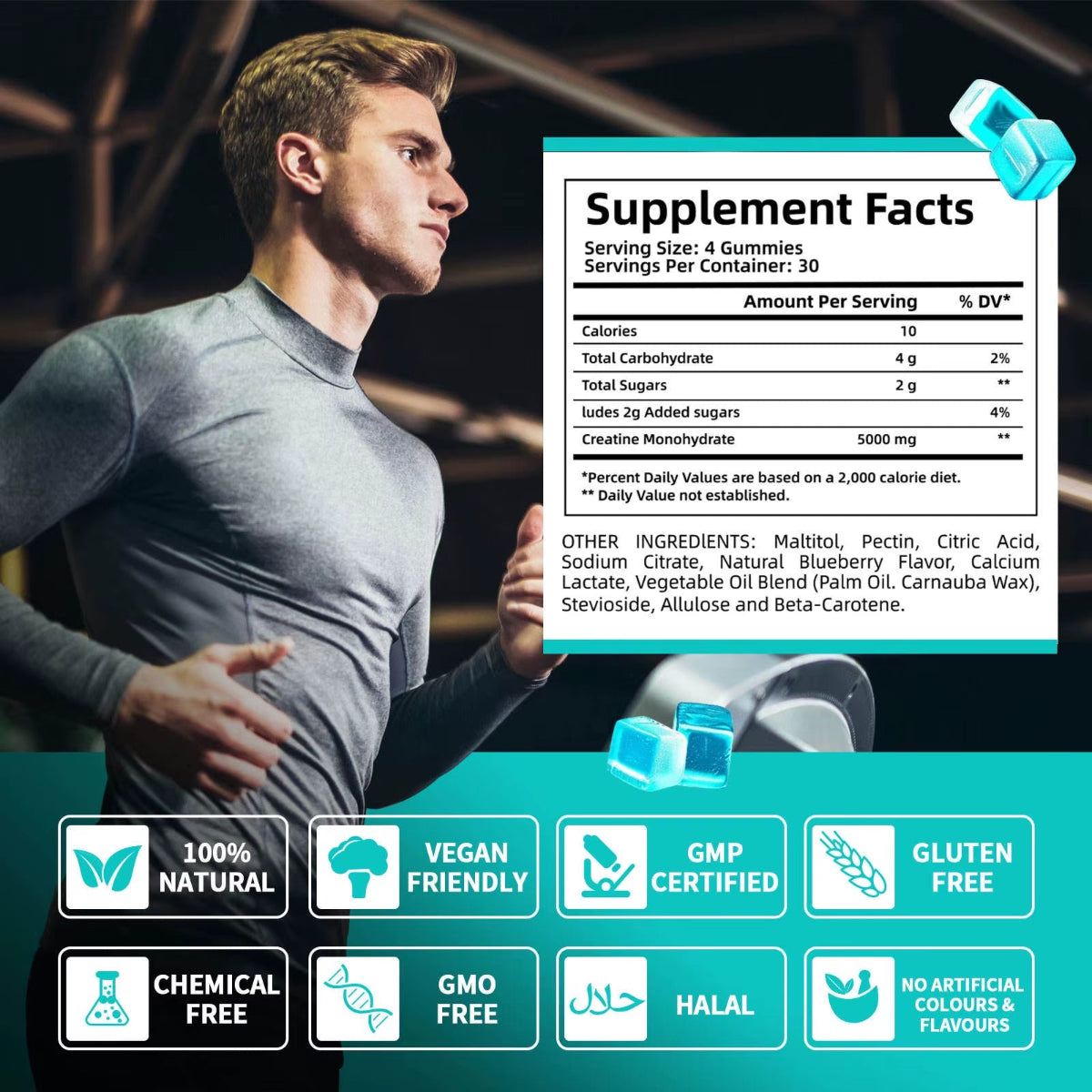 Professional Manufacturer OEM/ODM Pre Workout Healthcare Supplements Sports Nutrition Creatine Monohydrate Gummies